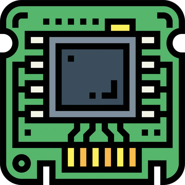 Chip Placa Base Icono Del Procesador Estilo Contorno Lleno — Archivo Imágenes Vectoriales