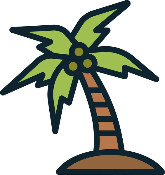 Икона Пляжного Кокосового Острова Категории Природа Приключения — стоковый вектор