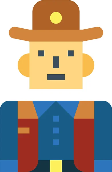 Vaquero Agricultor Hombre Icono — Vector de stock