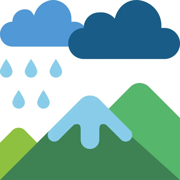 Nuage Montagne Pluie Icône — Image vectorielle