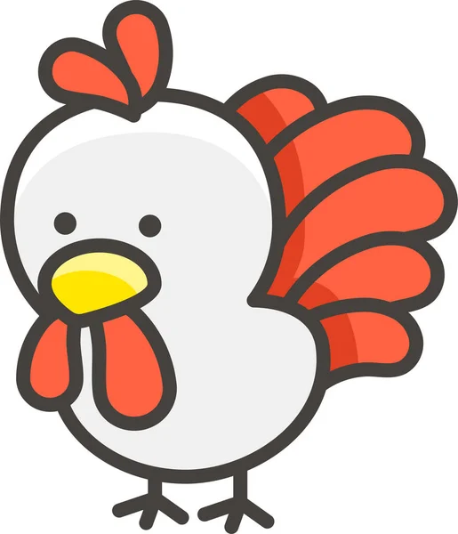 フルアウトラインスタイルの鶏のフルアウトラインアバターアイコン — ストックベクタ
