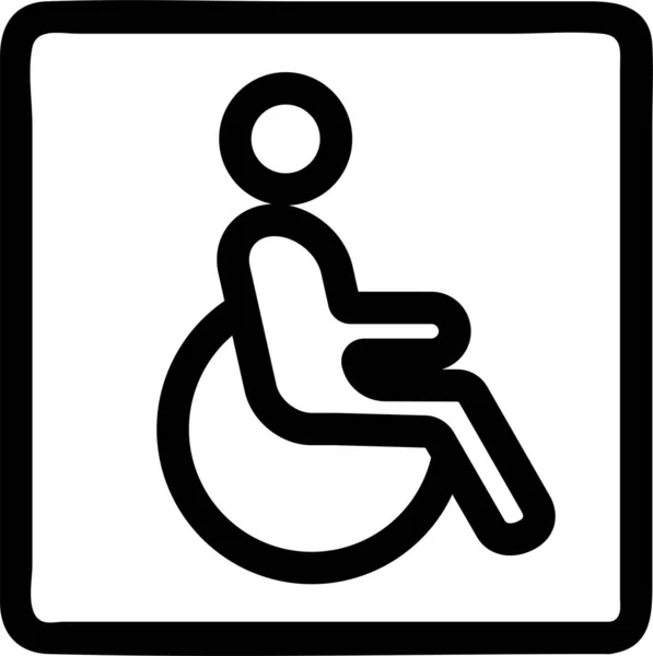 Contour Disabilita Icona Handicap Stile Contorno — Vettoriale Stock