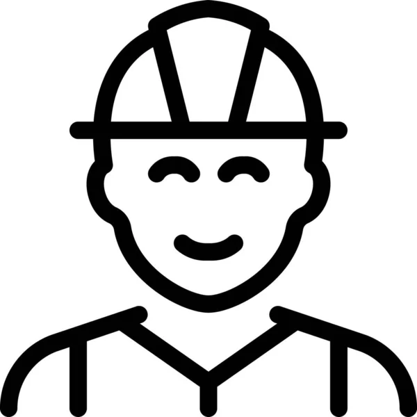 Construction Homme Professions Icône Dans Style Contour — Image vectorielle