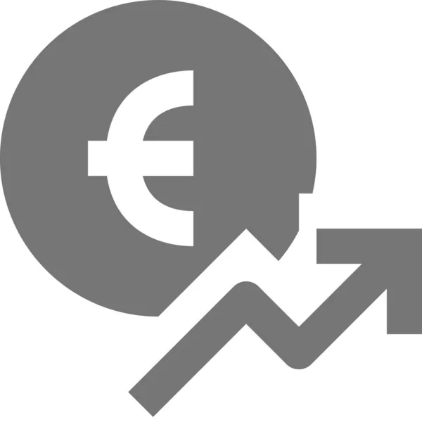 Euro Rising Arrow Icon Solid Style — Stock Vector