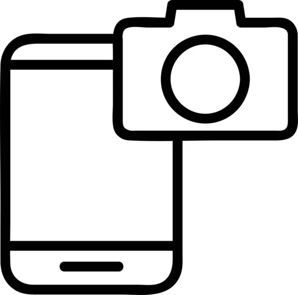 Kamera Kontur Digital Ikon Mobil Enheter App Kategori — Stock vektor
