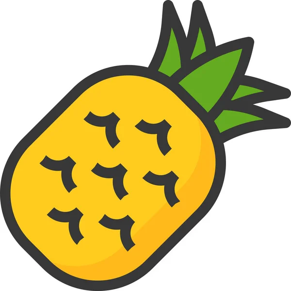 Frutas Piña Alimento Icono Estilo Contorno Lleno — Vector de stock