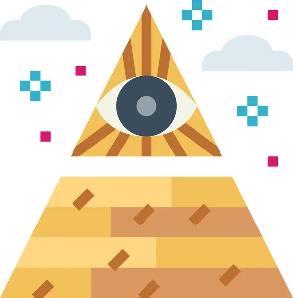 Oog Illuminatie Piramide Icoon — Stockvector