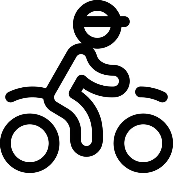 Casco Ciclismo Icono Persona Estilo Esquema — Vector de stock