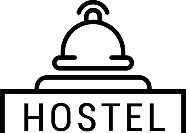 Bell Hostel Hotel Ikona Stylu Zarysu — Wektor stockowy