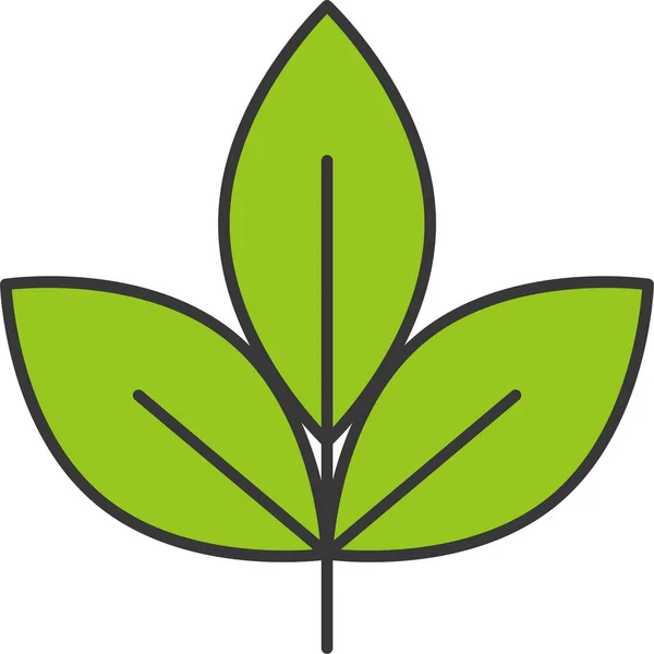 Grünes Blatt Blätter Symbol Ausgefüllten Umrissstil — Stockvektor