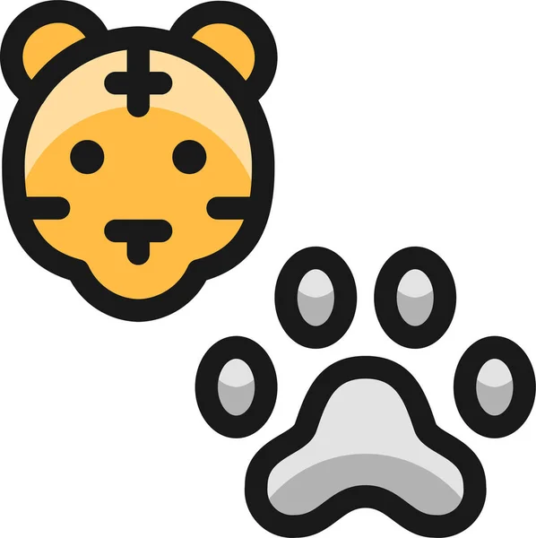Tiger Footprint Filled Outline Icon Filled Outline Style — Stock Vector