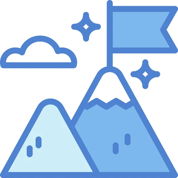 Τοπίο Στόχο Εικονίδιο Βουνού Στυλ Γεμάτο Περίγραμμα — Διανυσματικό Αρχείο