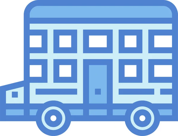 Bus Decker Icône Double Dans Style Contour Rempli — Image vectorielle