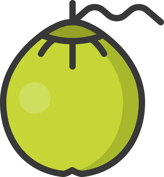 ไอคอนอาหารผลไม มะพร าวในสไตล บรรท ดเต — ภาพเวกเตอร์สต็อก