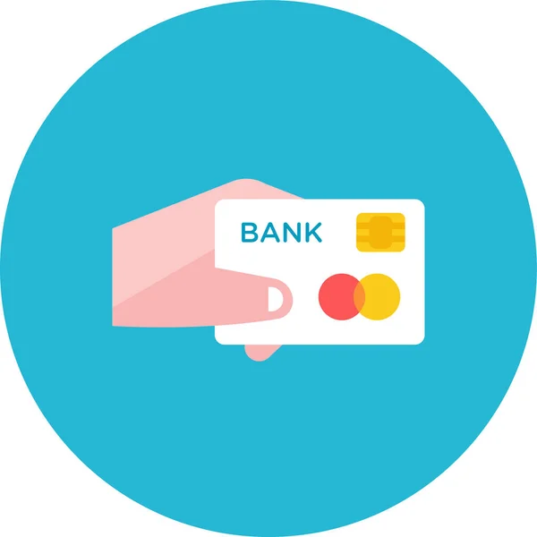 Ícone Mão Crédito Cartão Estilo Plano — Vetor de Stock