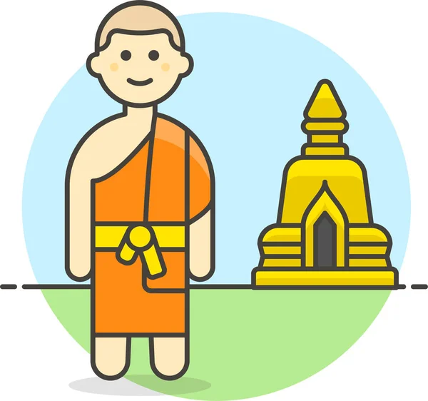 Budismo Asiático Icono Budista Estilo Contorno Lleno — Vector de stock