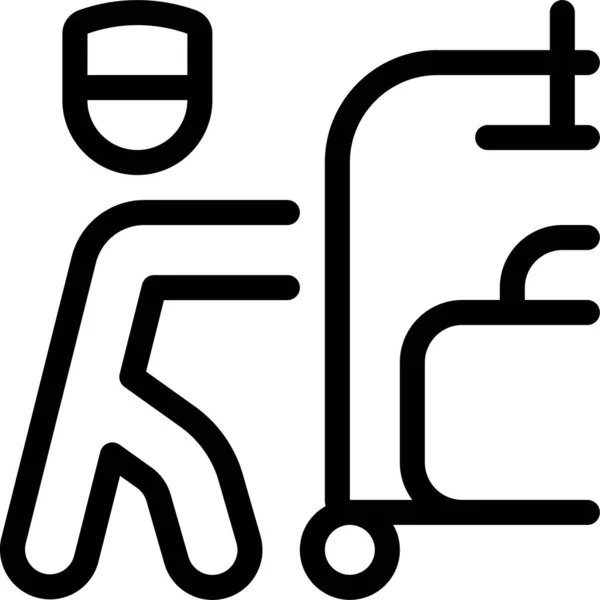 Bellhop Cart Human Icon Outline Style — стоковый вектор