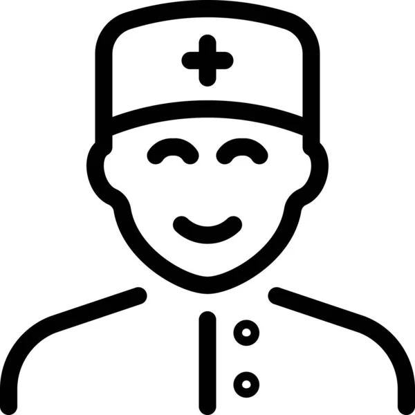 アウトラインスタイルで男性看護師の職業アイコン — ストックベクタ