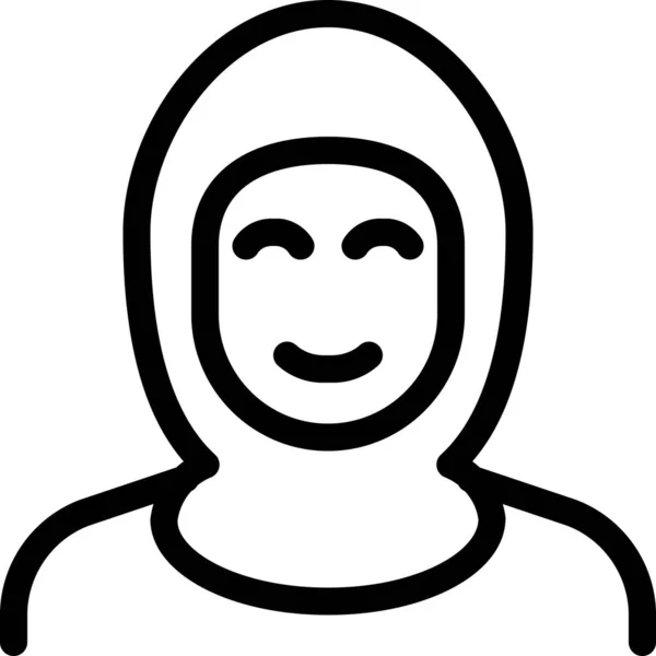 Musulmán Religión Mujer Icono Estilo Del Esquema — Vector de stock