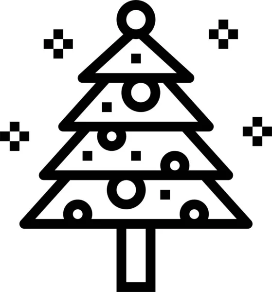 Икона Рождественского Украшения Сосны Стиле Абрис — стоковый вектор