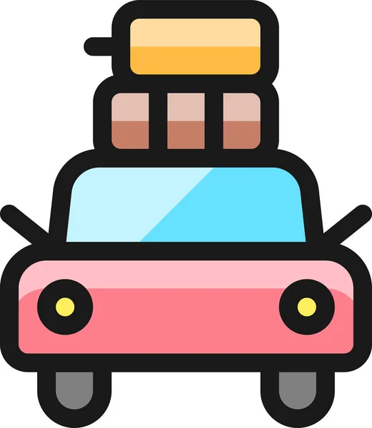 Viaje Coche Llenado Icono Esquema Estilo Contorno Lleno — Vector de stock