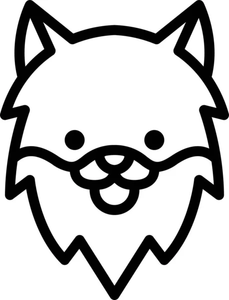 波美拉尼亚宠物狗图标 轮廓风格 — 图库矢量图片