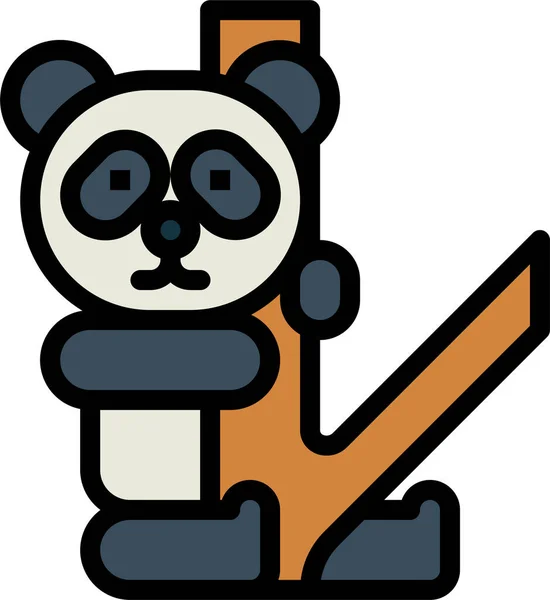 Panda Oso Animal Icono Estilo Contorno Lleno — Vector de stock