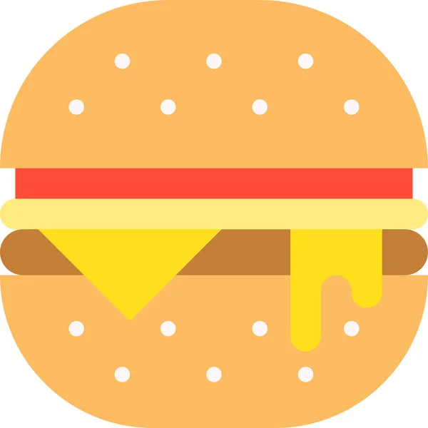 Fast Food Hamburger Ikone Flachen Stil — Stockvektor