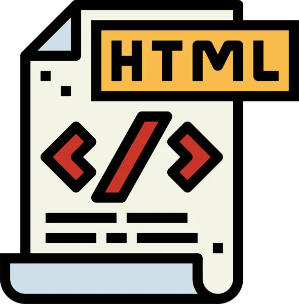 Codice Del Browser Icona Html Stile Full Outline — Vettoriale Stock