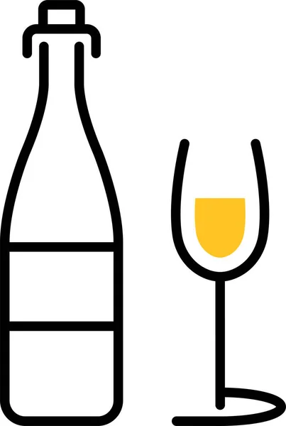 Fles Glas Wijn Pictogram — Stockvector