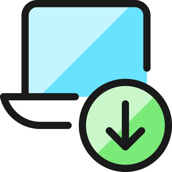 Laptop Download Gevulde Outline Icoon Gevulde Outline Stijl — Stockvector