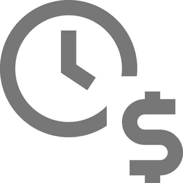 Icône Horloge Temps Dollar Dans Style Contour — Image vectorielle