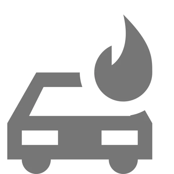 Car Fire Flame Icon Solid Style — Stock Vector