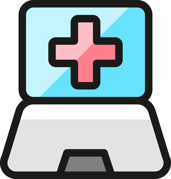 填充轮廓风格的医疗应用程序笔记本电脑图标 — 图库矢量图片