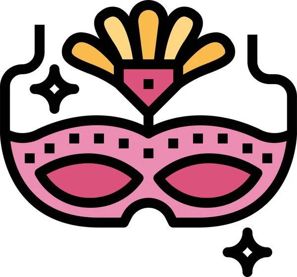 Icono Máscara Moda Carnaval Estilo Contorno Lleno — Vector de stock