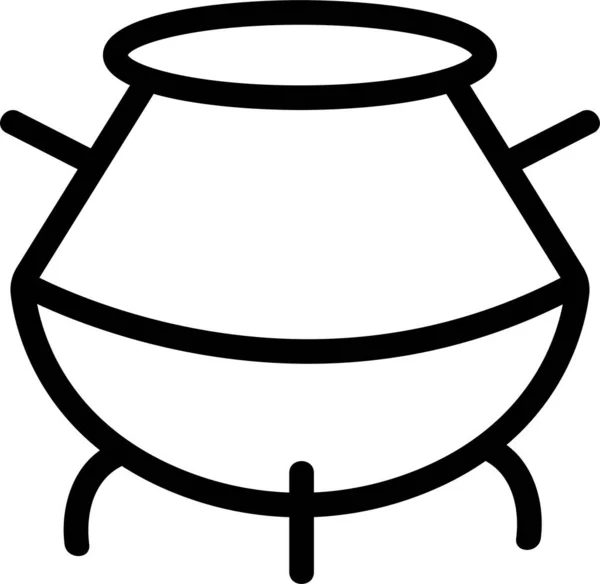 Art Cauldron Contour Icon — Stock Vector