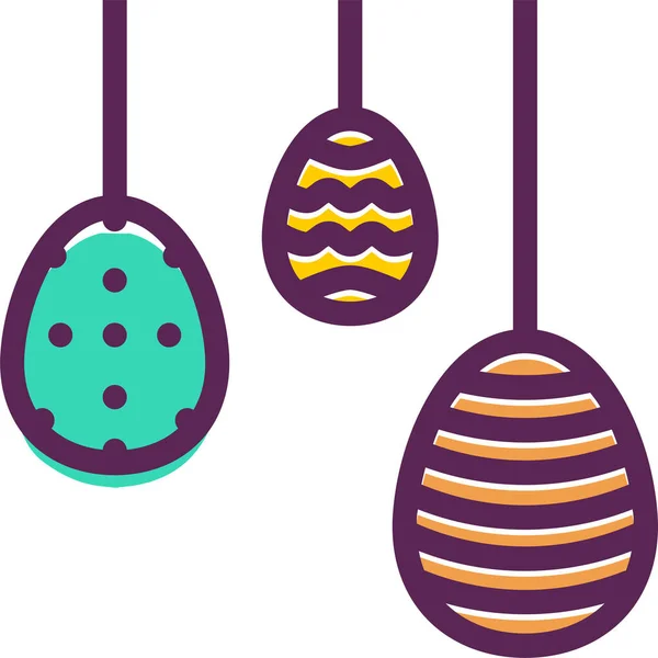 Decoración Decorada Icono Pascua Estilo Contorno Lleno — Vector de stock