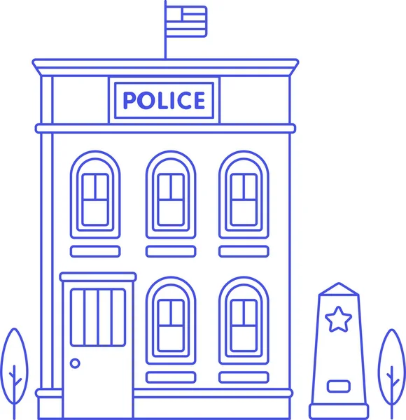 Здание Полиции Улица Икона Здании Категории — стоковый вектор