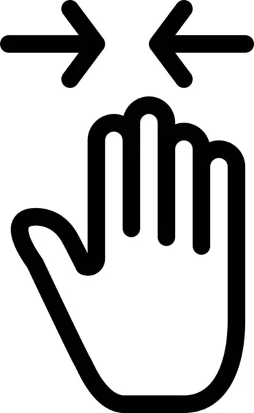 Pijl Gebaar Hand Pictogram Omtrek Stijl — Stockvector