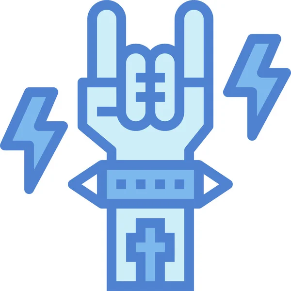 Hand Heavy Punk Icon Filled Outline Style — Stock Vector
