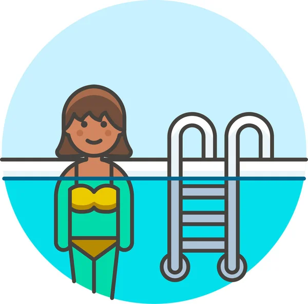 Female Ladder Pool Icon Sport Category — Stock Vector