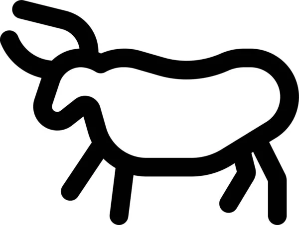アウトラインスタイルで原始的なシンボル牛のアイコン — ストックベクタ