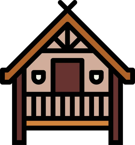 冬のカテゴリの建築小屋のアイコン — ストックベクタ