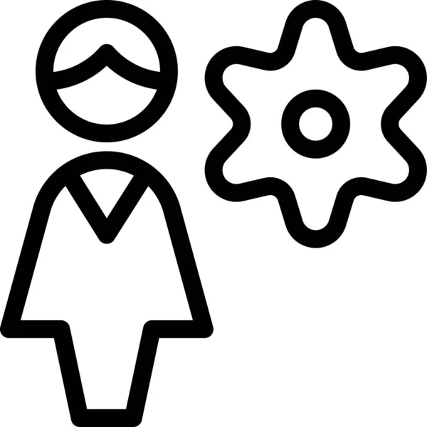 Σώμα Γρανάζι Γυναικείο Εικονίδιο Στυλ Περίγραμμα — Διανυσματικό Αρχείο