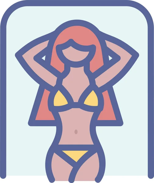 Icône Bain Soleil Vacances Bikini Dans Style Contour Rempli — Image vectorielle