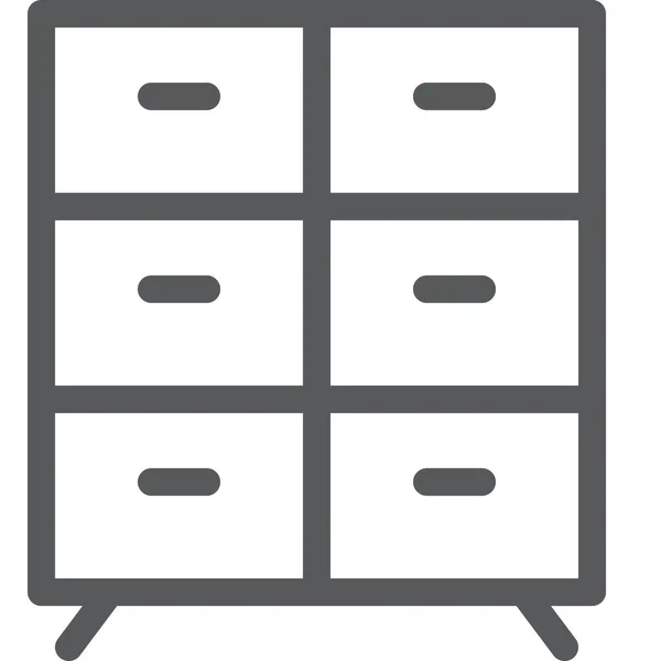 Cupboard Cabinet Drawer Icon Outline Style — Stock Vector