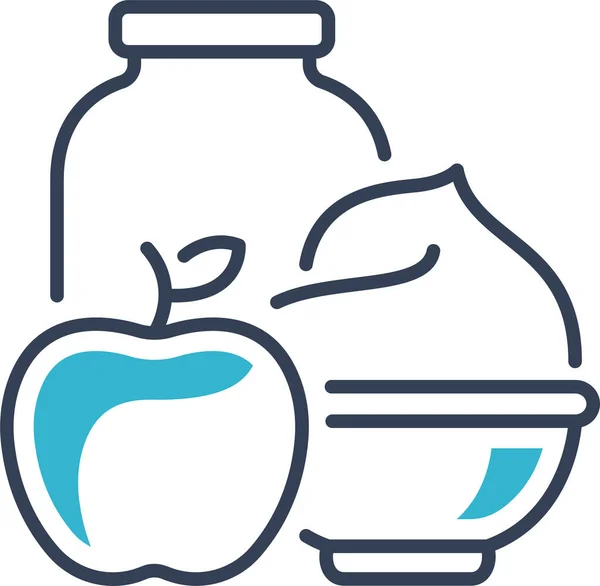 Comida Manzana Icono Pectina Estilo Esquema — Vector de stock