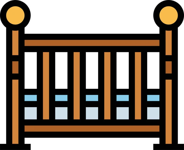 Ikon Baby Bed Cradle Dalam Gaya Isi Garis - Stok Vektor
