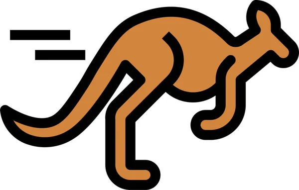 Icône Animal Course Kangourou Dans Style Contour Rempli — Image vectorielle