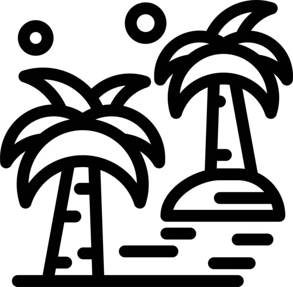 Icône Date Plage Arecaceae Dans Style Contour — Image vectorielle